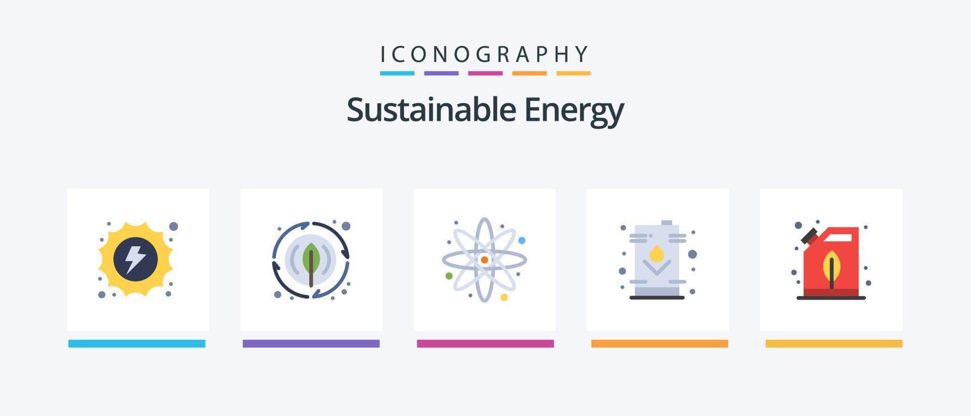 nachhaltige Energie Flat 5 Icon Pack inklusive Elektro. Panzer. Atom. Öl. elektrisch. kreatives Symboldesign vektor