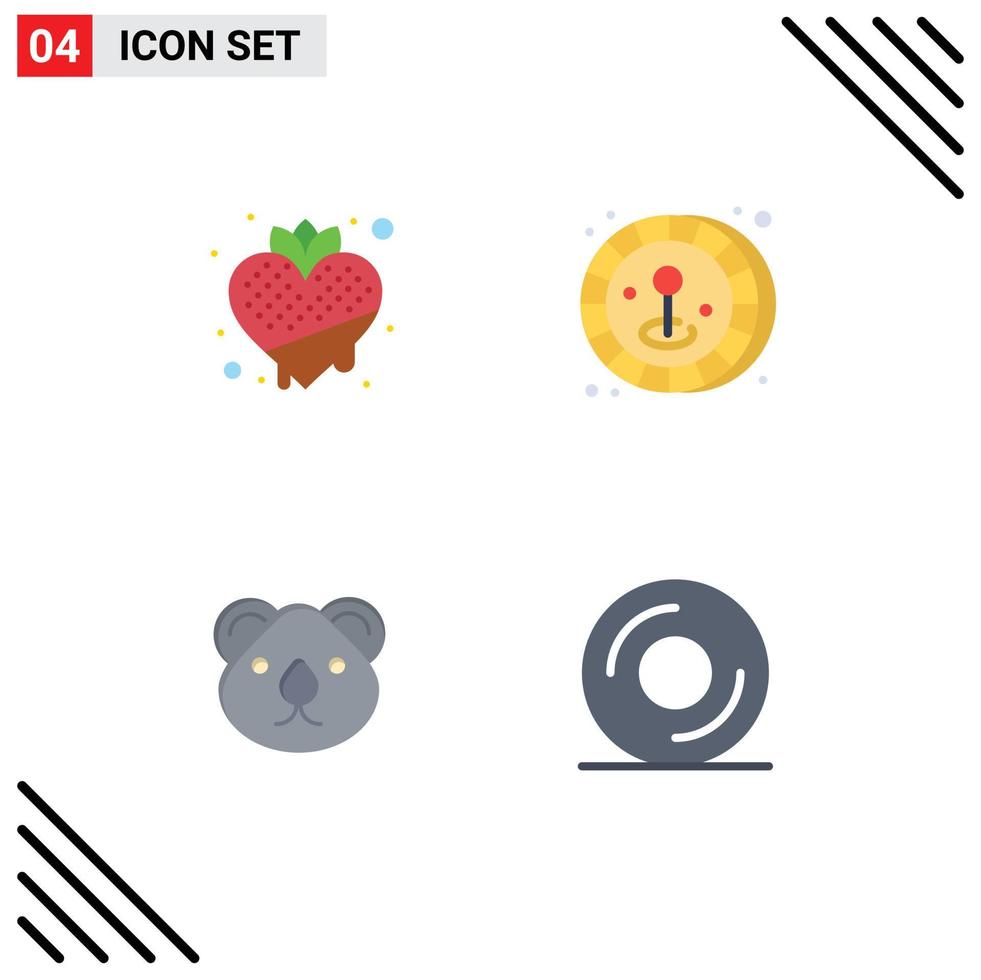 4 flaches Icon-Pack der Benutzeroberfläche mit modernen Zeichen und Symbolen für vegetarisches Joystick-Känguru aus Australien, editierbare Vektordesign-Elemente vektor