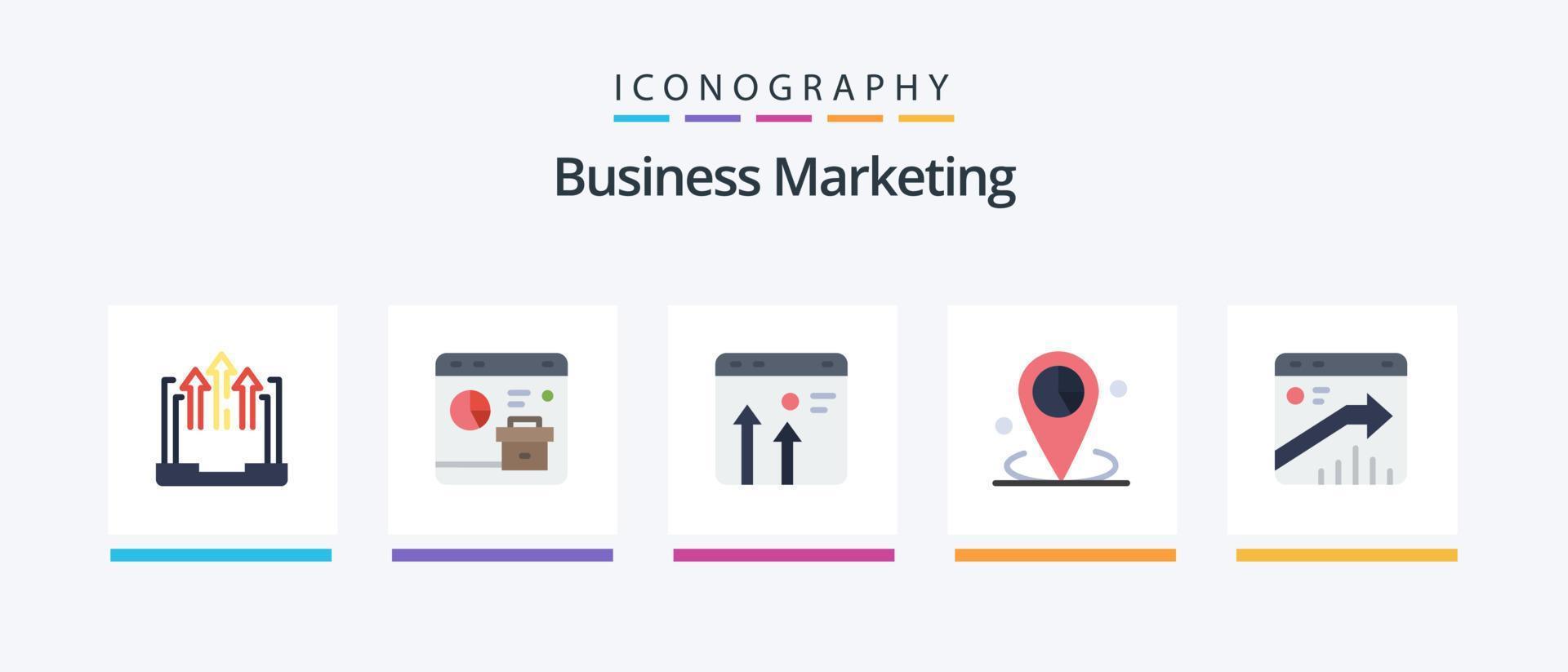 företag marknadsföring platt 5 ikon packa Inklusive plats. data. Rapportera. tillväxt. företag. kreativ ikoner design vektor