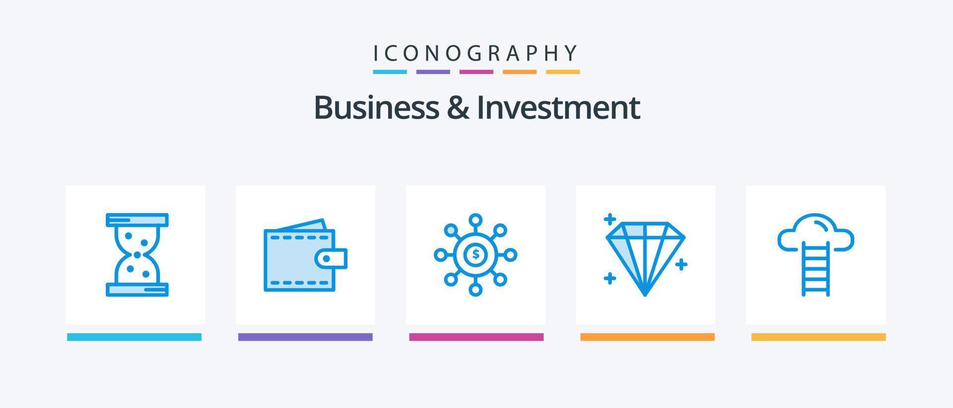 företag och investering blå 5 ikon packa Inklusive moln. användare. dollar. juvel. finansiell. kreativ ikoner design vektor