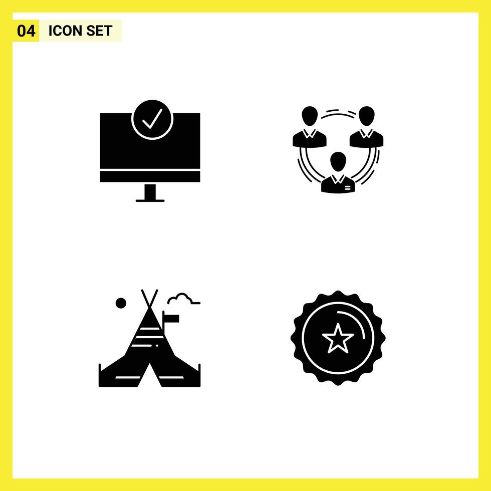 grupp av fast glyfer tecken och symboler för datorer människor grej företag strukturera redigerbar vektor design element