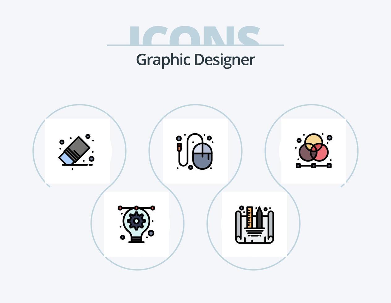 Grafikdesigner Linie gefüllt Icon Pack 5 Icon Design. Design. Grafik. Design. Designer. kreativ vektor