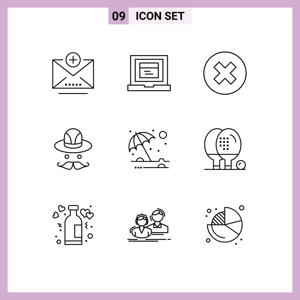 uppsättning av 9 modern ui ikoner symboler tecken för aktiviteter sommar multimedia skydd kanada redigerbar vektor design element