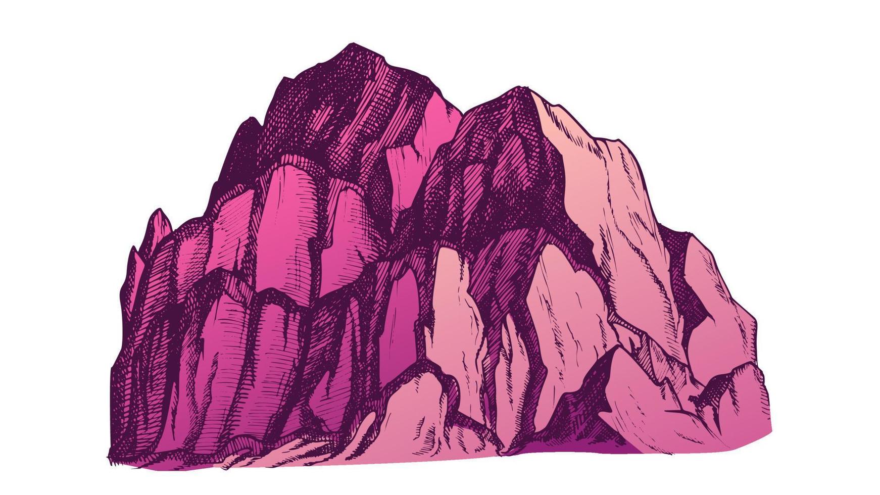 Färg topp av klippig berg landskap årgång vektor
