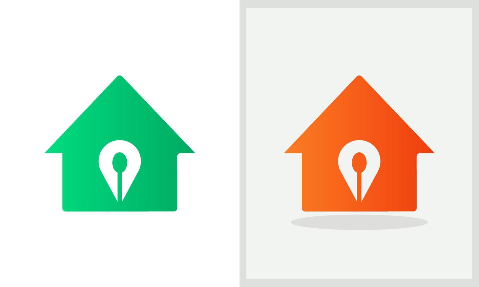 Standort Haus Logo-Design. Home-Logo mit Standort-Spon-Konzeptvektor. Spon und Home-Logo-Design vektor