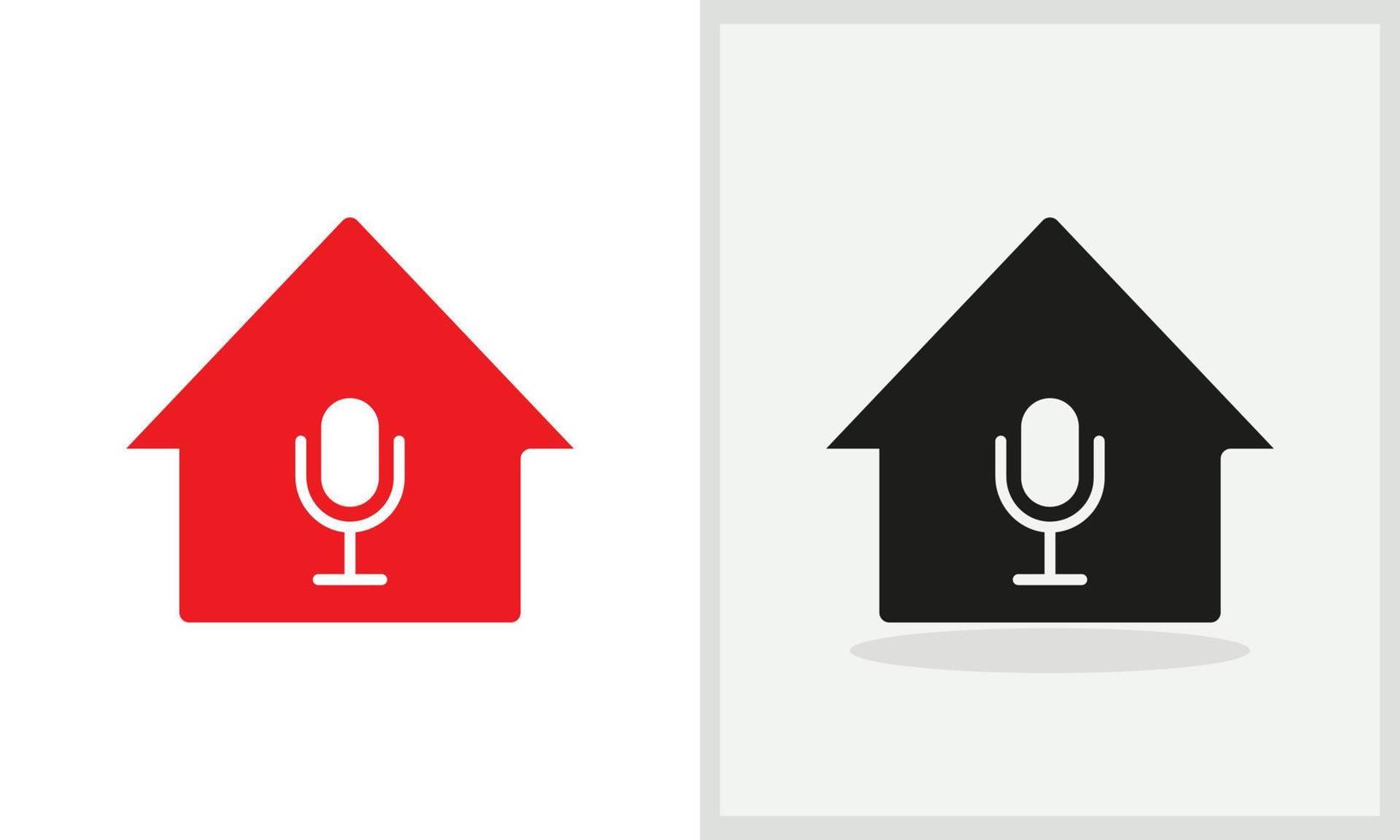 Musikhaus-Logo-Design. Home-Logo mit Kopfhörer-Konzeptvektor. Mikrofon- und Home-Logo-Design vektor