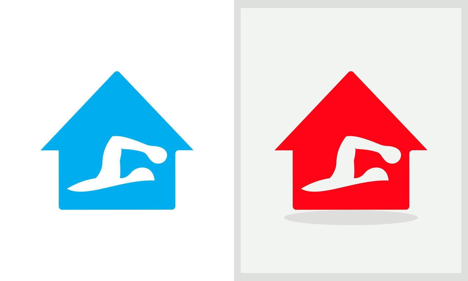 simmare hus logotyp design. Hem logotyp med simning begrepp vektor. simning och Hem logotyp design vektor