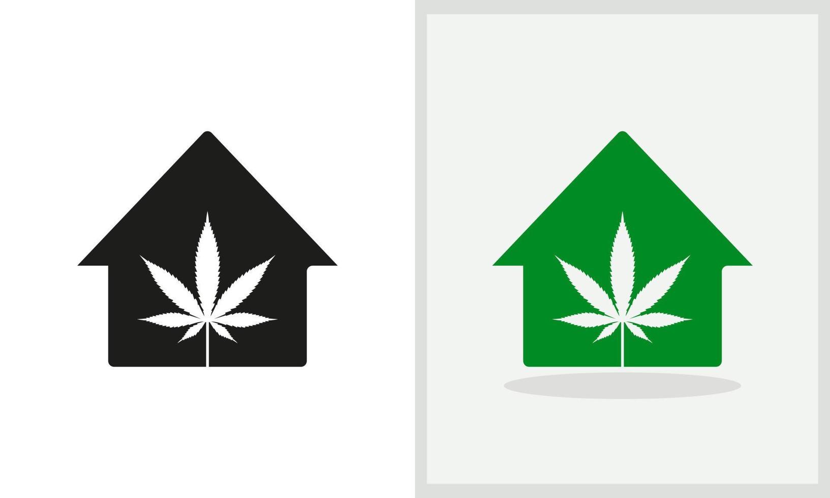 Marihuana-Haus-Logo-Design. Home-Logo mit Marihuana-Konzeptvektor. Marihuana- und Home-Logo-Design vektor