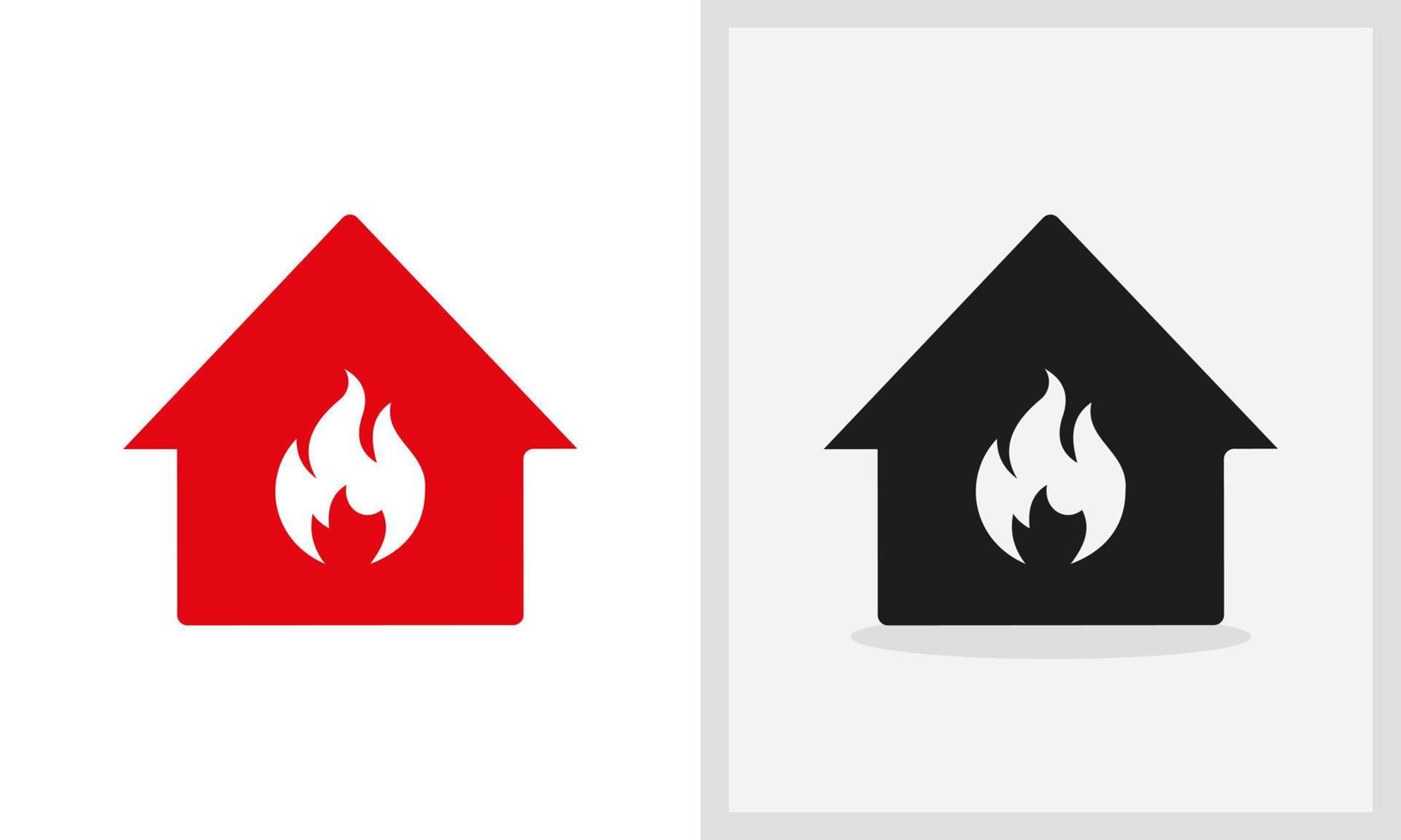 brand hus logotyp design. Hem logotyp med brand begrepp vektor. brand och Hem logotyp design vektor