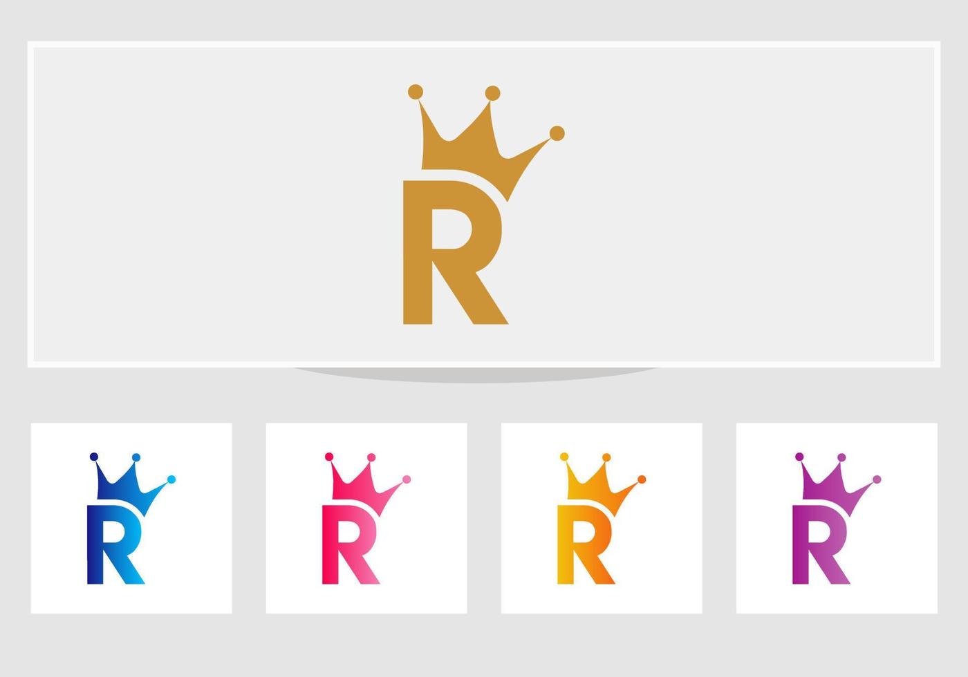 brev r krona logotyp design vektor