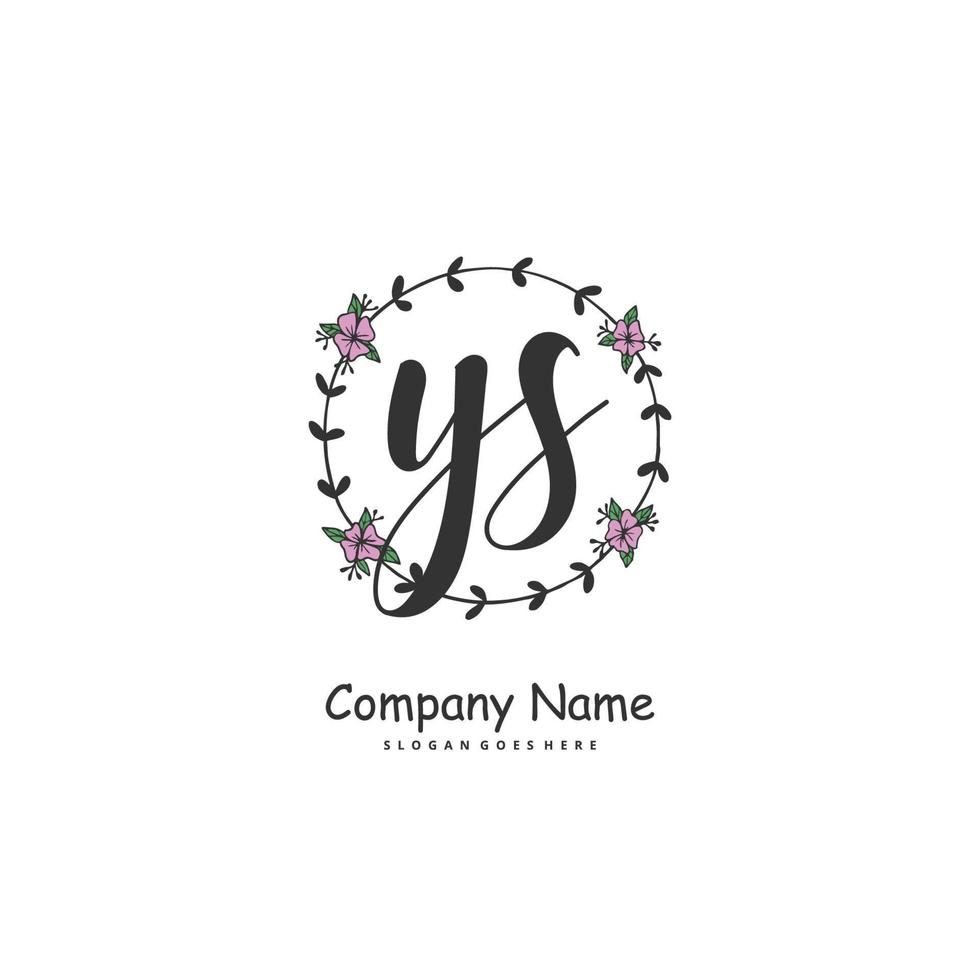 ys anfängliche Handschrift und Signatur-Logo-Design mit Kreis. schönes design handgeschriebenes logo für mode, team, hochzeit, luxuslogo. vektor