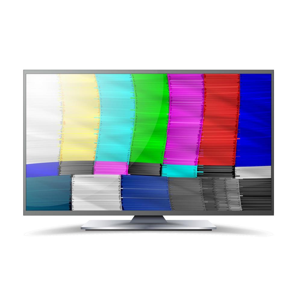 Nej signal tv. ättling nätverk. regnbåge barer. vektor abstrakt bakgrund. analog och nTSC standard TV testa skärm. tv underhåll komponent