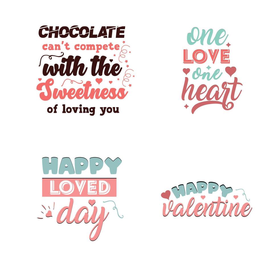 valentine dagtypografi skjorta design uppsättning vektor