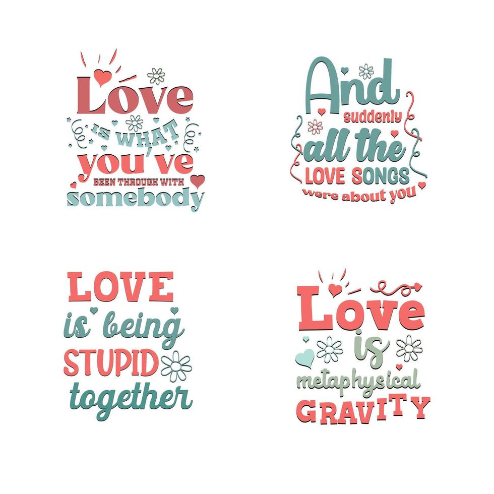 valentinstagtypografiet-shirt-design-set vektor