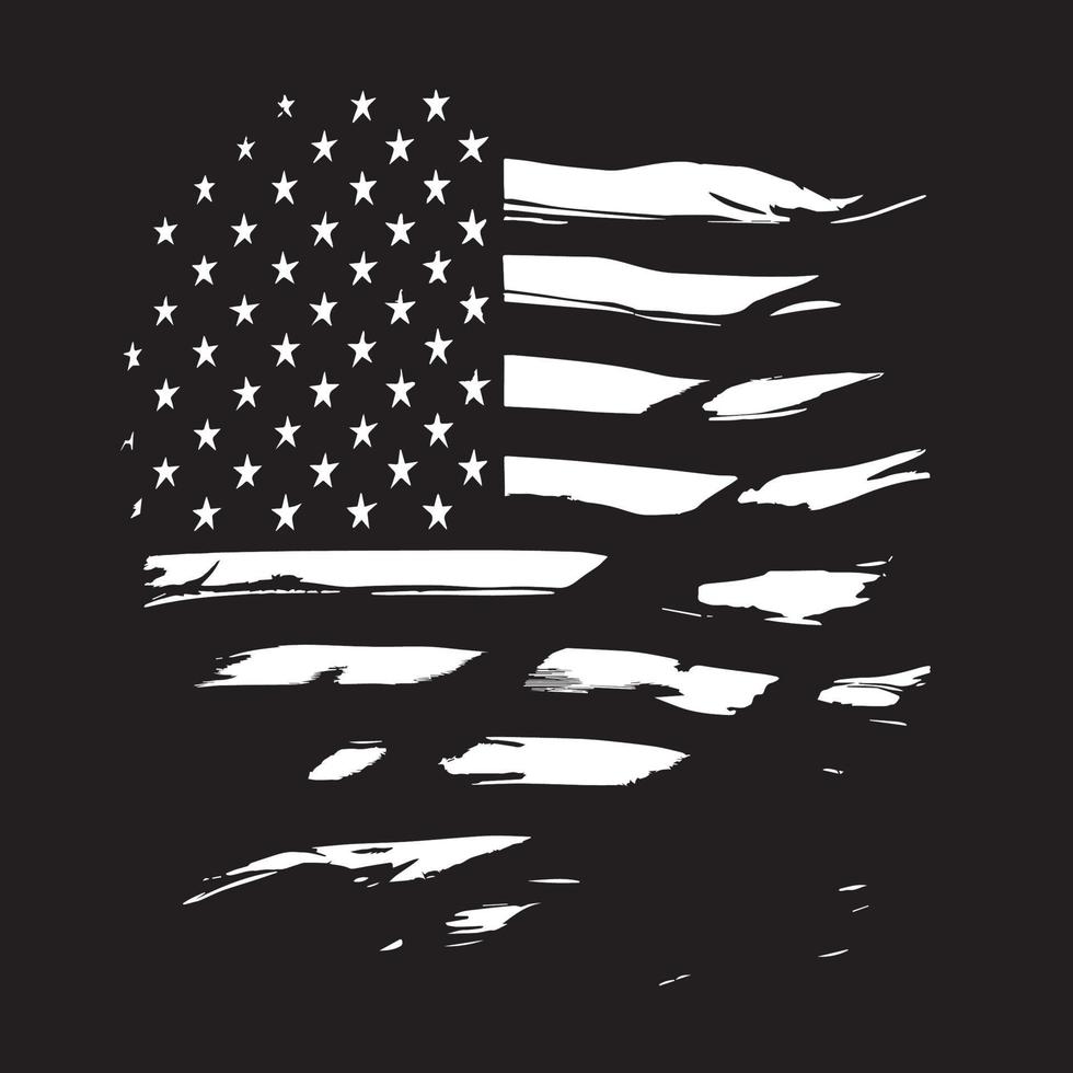 Schwarz-Weiß-realistische abstrakte Flagge von Amerika, Tag der Unabhängigkeit des Landes, nationale Traditionen - Vektor
