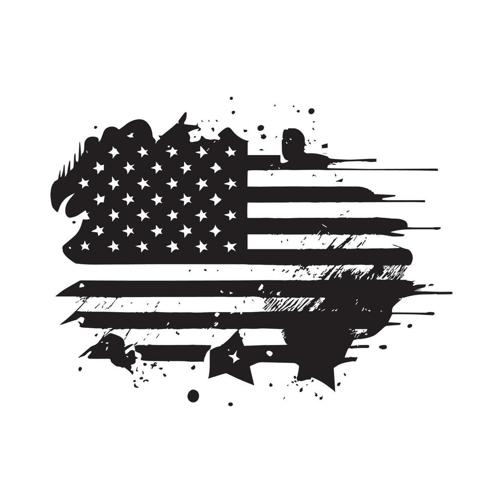 svart och vit realistisk abstrakt flagga av Amerika, Land oberoende dag, nationell traditioner - vektor