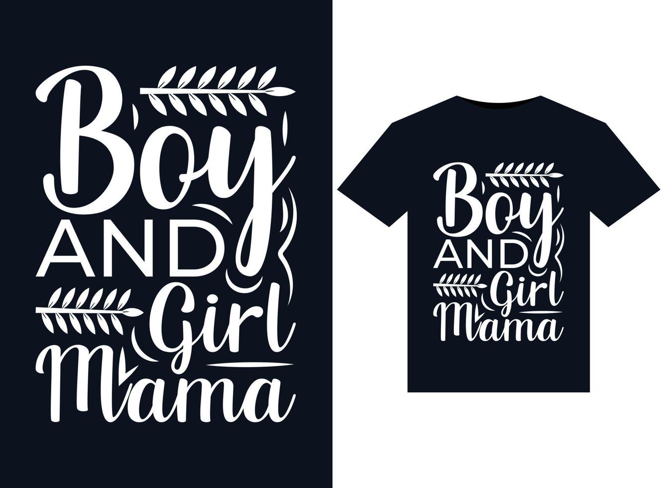 pojke och flicka mamma illustrationer för tryckfärdig t-tröjor design vektor