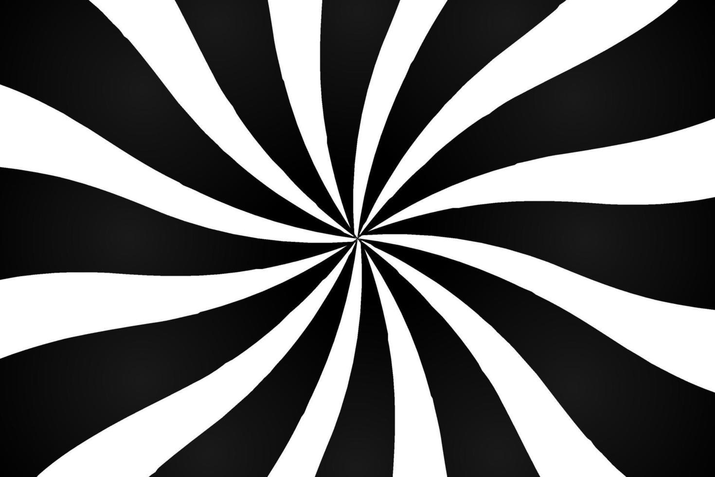 svart och vit hypnotisk optisk illusion bakgrund med strålar, vektor illustration