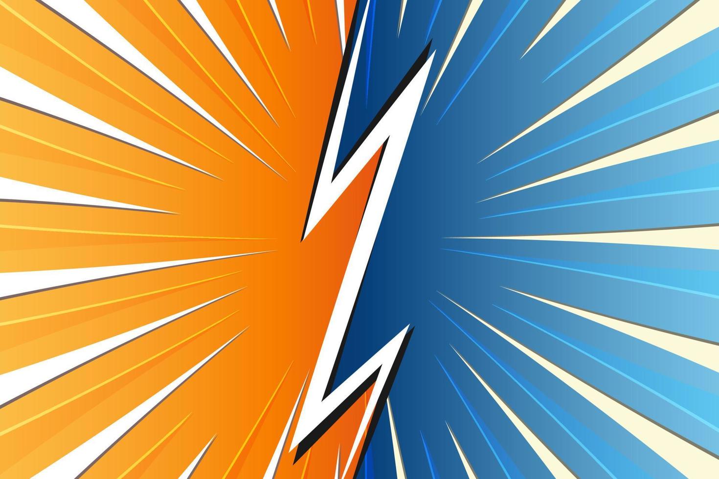 komisk sunburst abstrakt bakgrund orange och blå Färg, vektor illustration