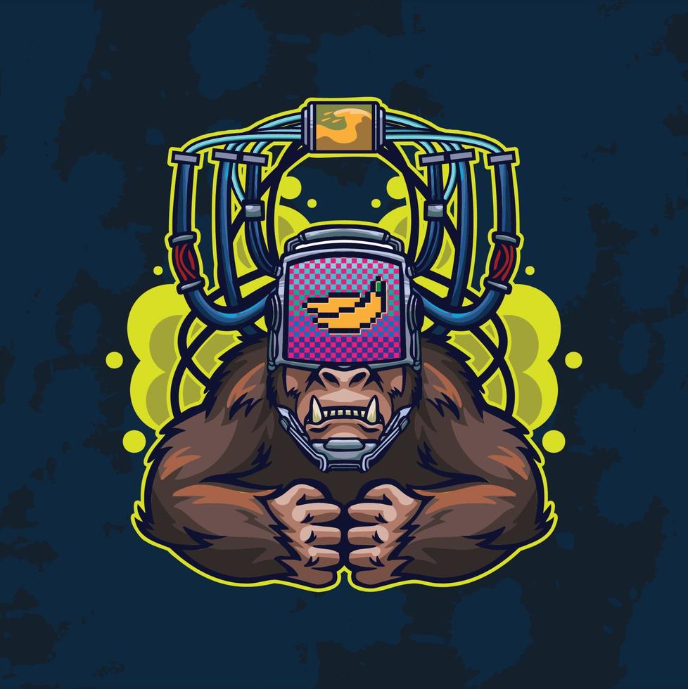 gorilla-maskottchen-logo-design mit modernem illustrationskonzeptstil für streetwear, emblem und t-shirt-druck. vektor