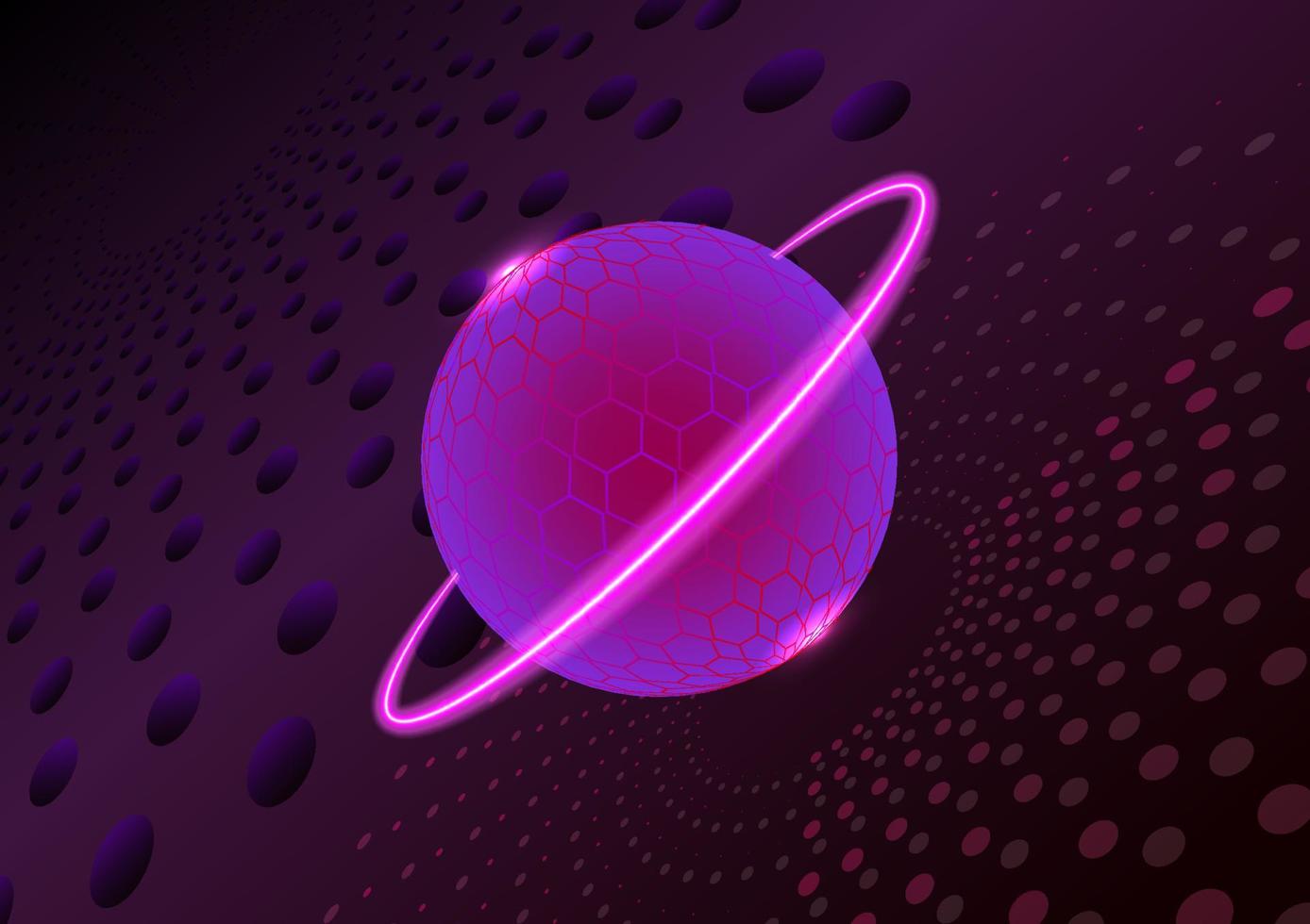 Abstrakte violette runde globale Sterne Planet Wissenschaft Licht Netzwerk Kommunikationstechnologie Hintergrund Vektor Illustration