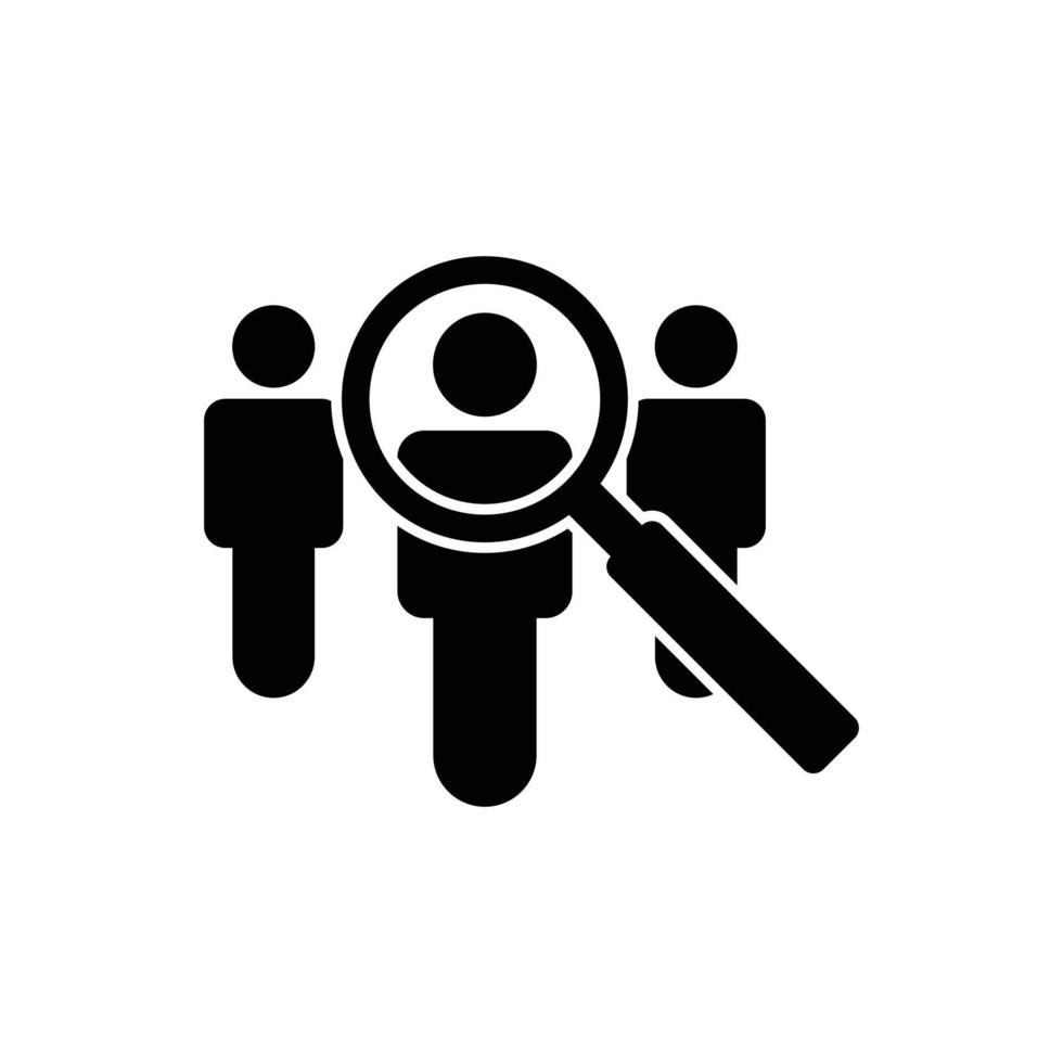 eps10 svart vektor rekrytering Sök jobb vakans ikon eller logotyp isolerat på vit bakgrund. hitta människor arbetsgivare symbol i en enkel platt trendig modern stil för din hemsida design, och mobil app