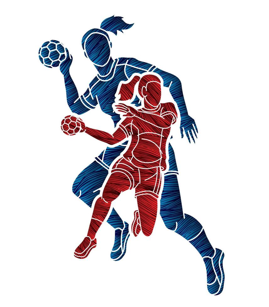 silhouette handball sport spielerinnen mix vektor