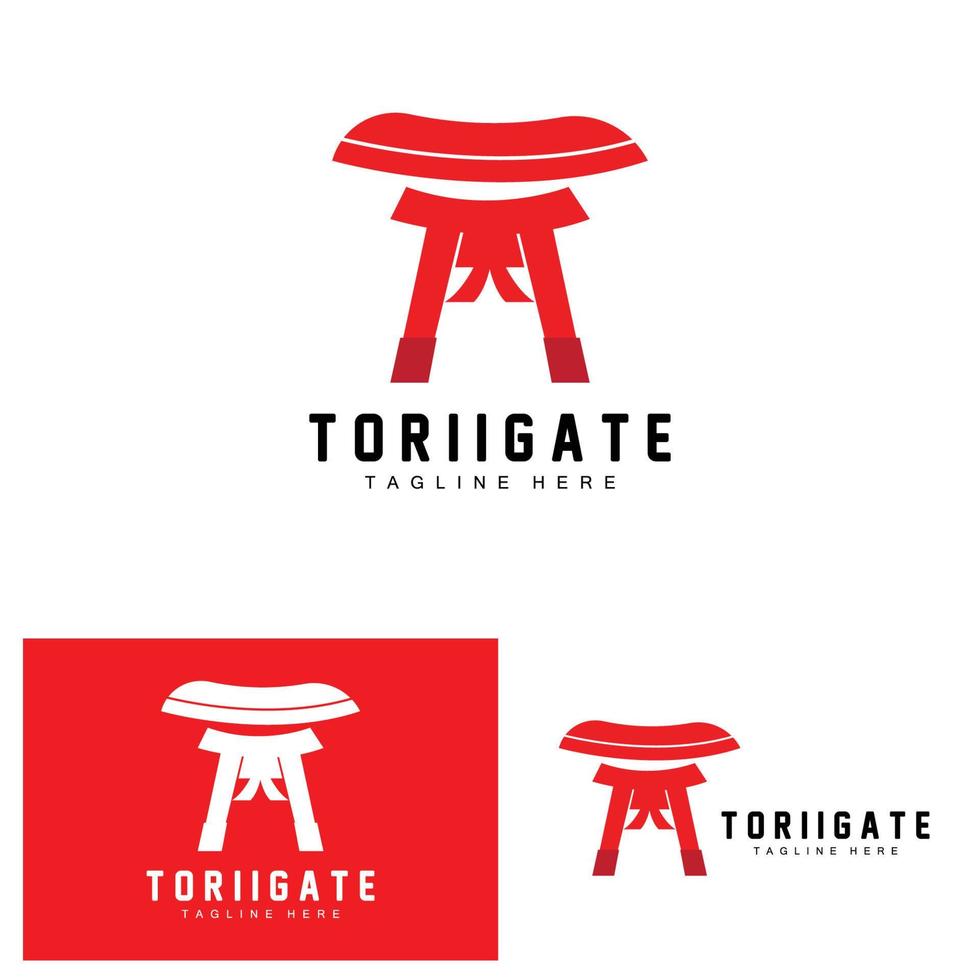 Torii-Tor-Logo, japanischer Geschichtstor-Symbolvektor, chinesische Illustration, Markenvorlage für Holzdesign-Unternehmen vektor