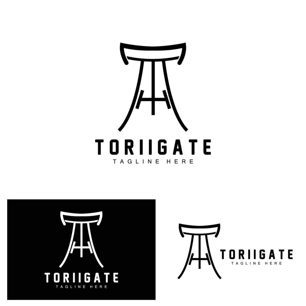 Torii-Tor-Logo, japanischer Geschichtstor-Symbolvektor, chinesische Illustration, Markenvorlage für Holzdesign-Unternehmen vektor