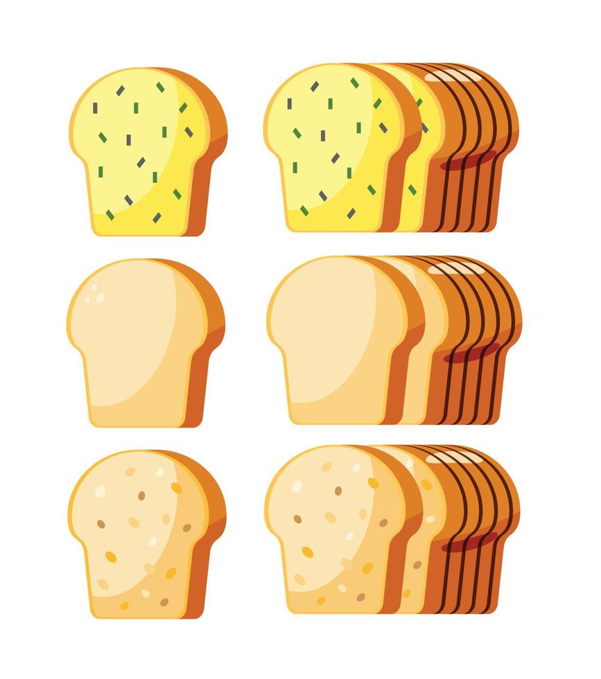 uppsättning av bröd limpa isolerat vektor illustration