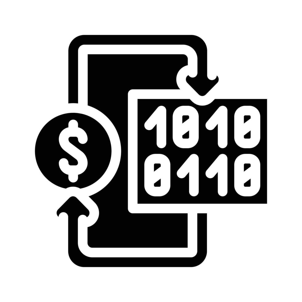 konvertera digital pengar in i papper glyf ikon vektor illustration