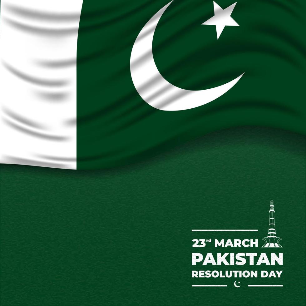 Pakistan Resolution Day Grußfeier mit Flagge in minimalistischem Design vektor