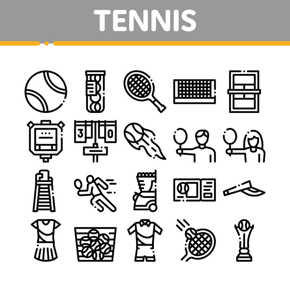 tennis spel Utrustning samling ikoner uppsättning vektor