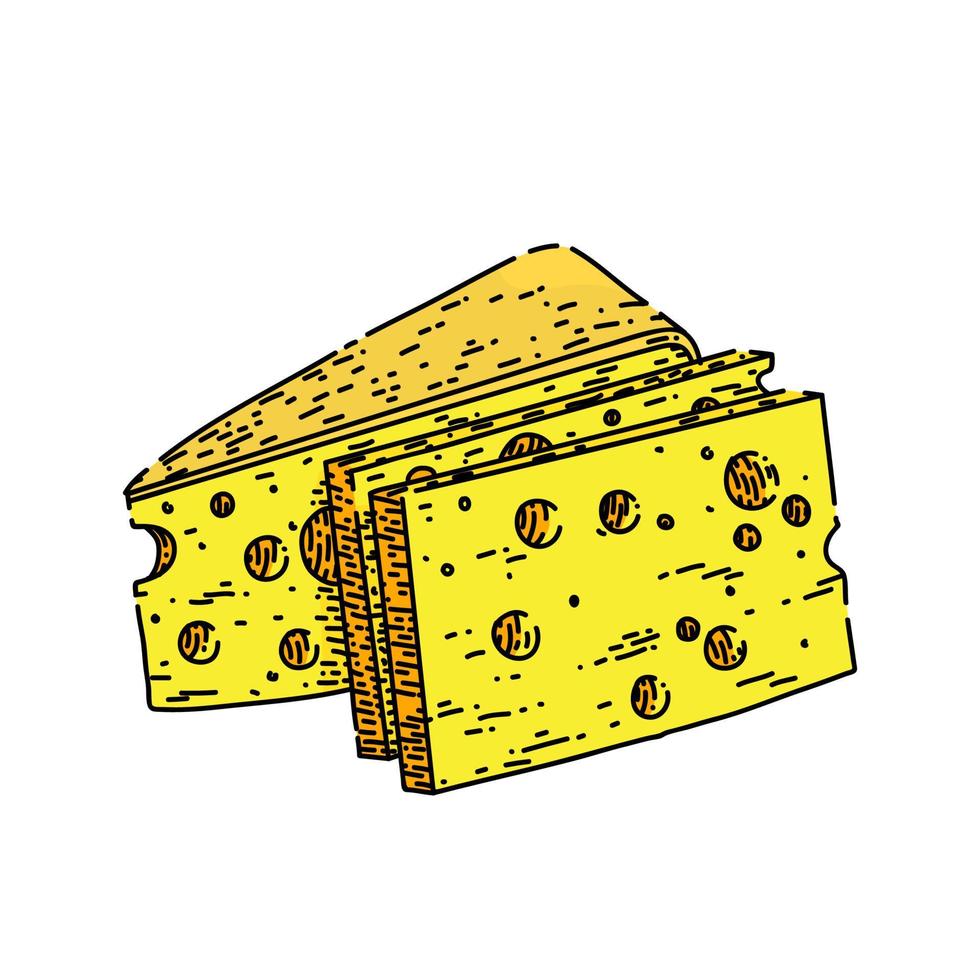 schweizer käse skizze handgezeichneter vektor