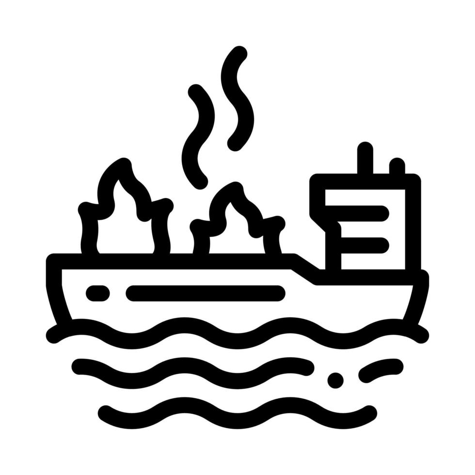 brand på fartyg ikon vektor översikt illustration