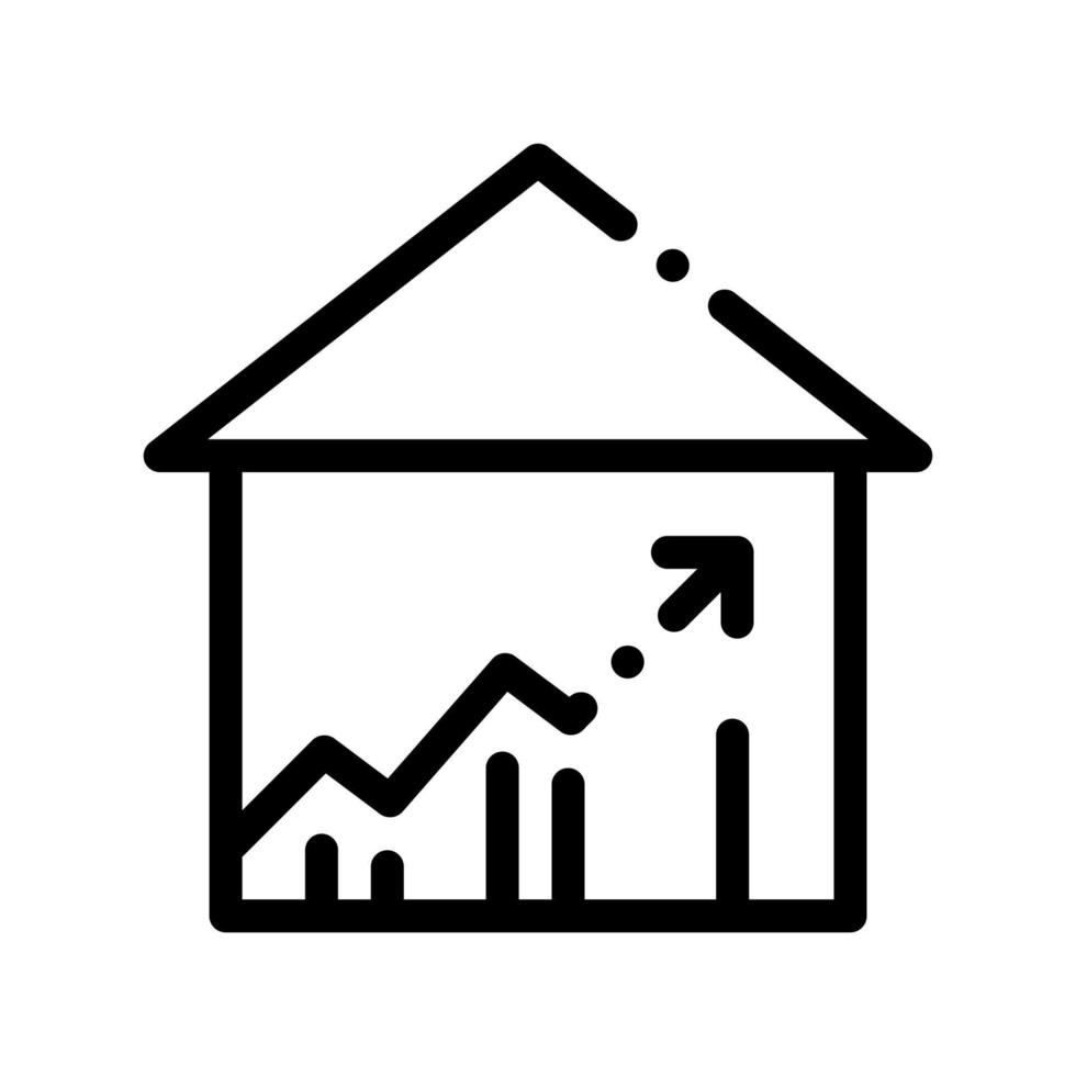 byggnad hus och pil vektor tunn linje ikon