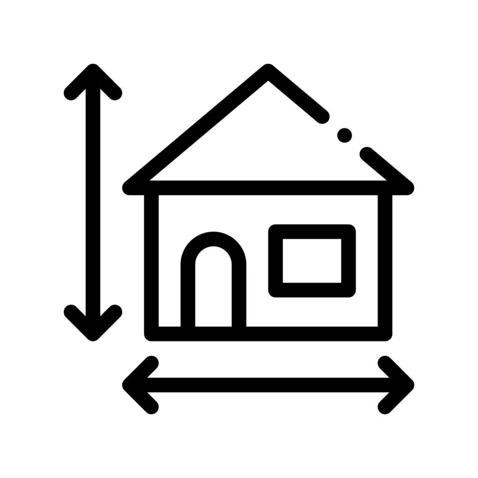 hus storlek höjd och bredd vektor tunn linje ikon