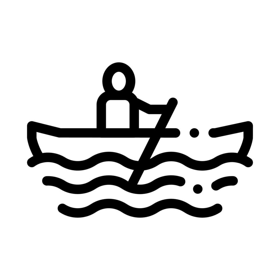 rodd båt paddla kanot ikon vektor illustration