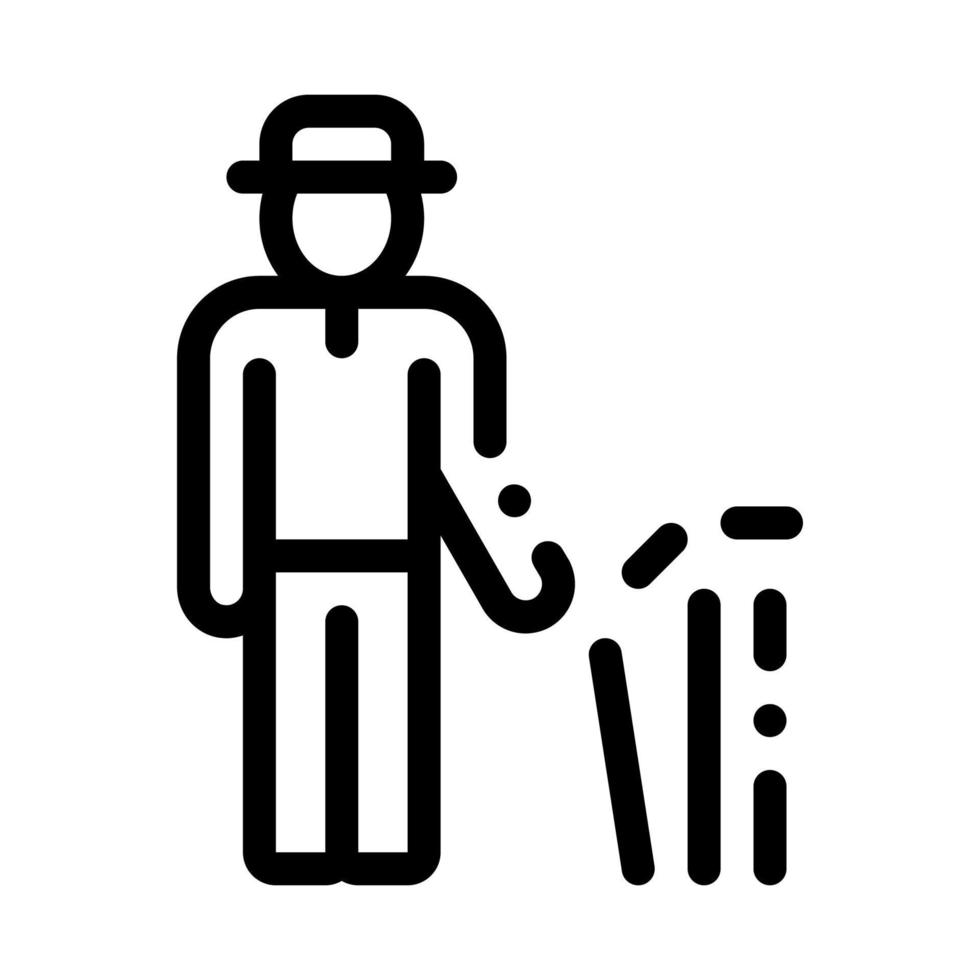 Silhouette der Cricket-Spieler-Symbol-Vektor-Umriss-Illustration vektor