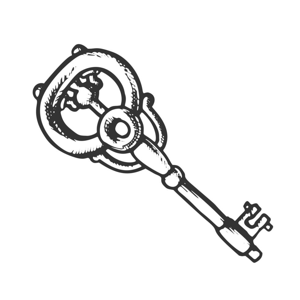 vintage key filigraner mittelalterlicher monochromer vektor