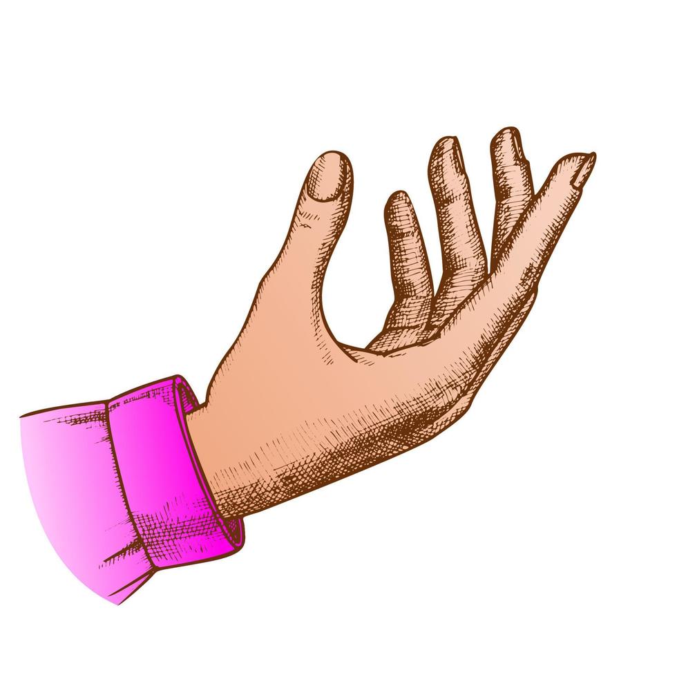 Färg flicka hand gest innehav fiol ritad för hand vektor