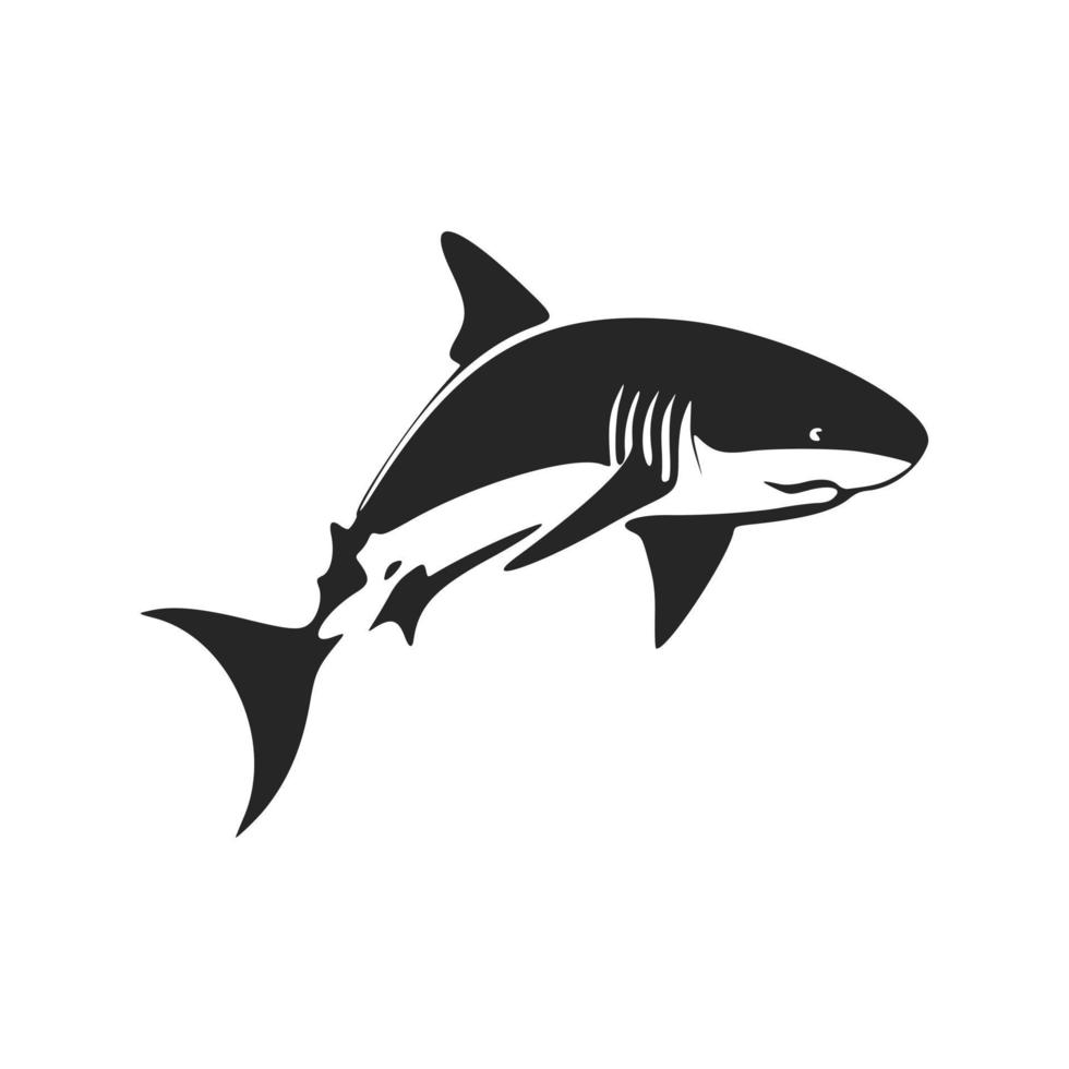 minimalistisches schwarz-weißes Vektorlogo mit einem Hai. vektor