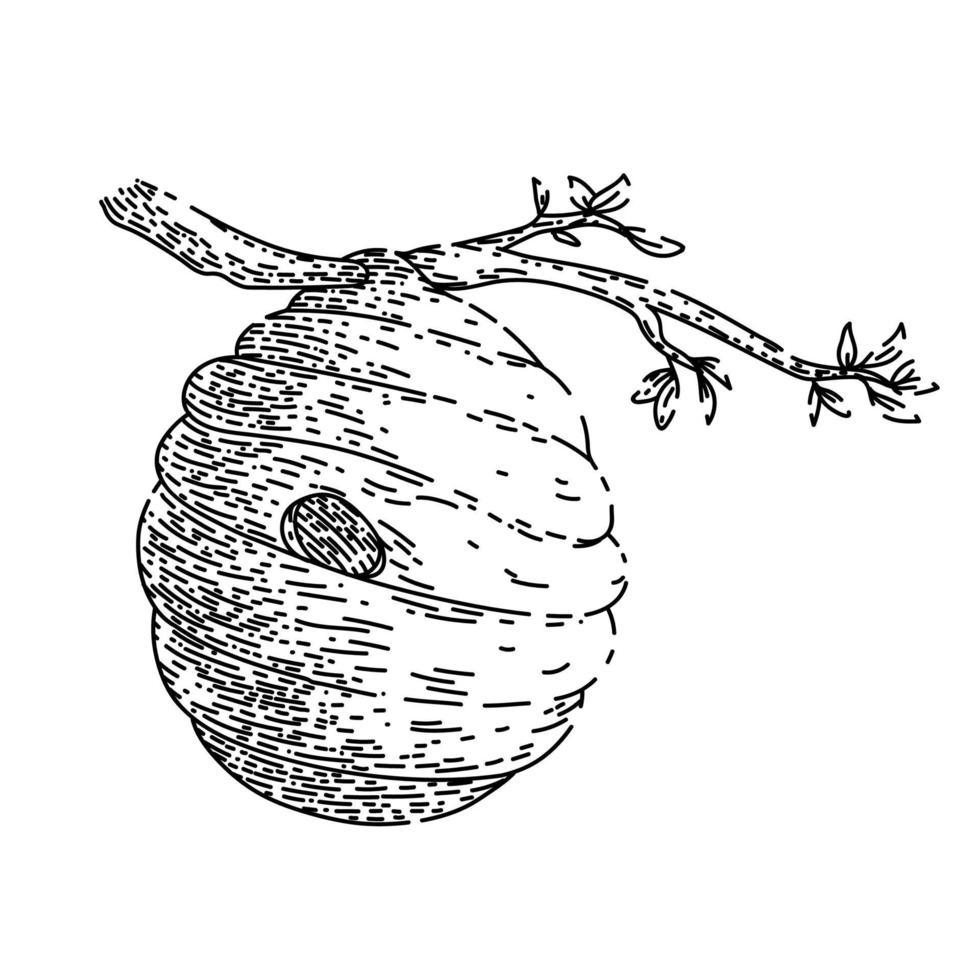 Bienenstock-Skizze handgezeichneter Vektor