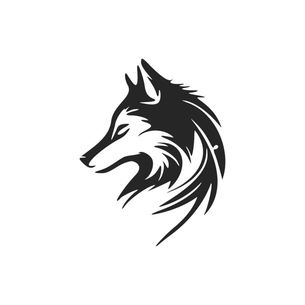 minimalistisches schwarz-weißes Vektorlogo mit dem Bild eines Wolfs. vektor