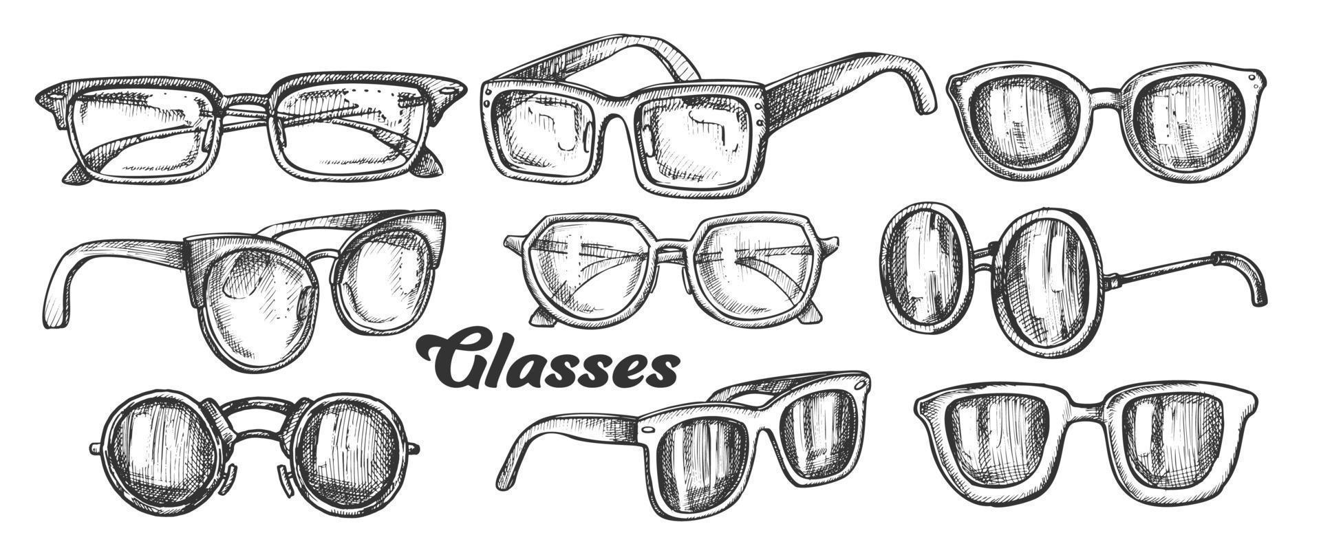 Brille Mode-Accessoire Monochrom-Set-Vektor vektor