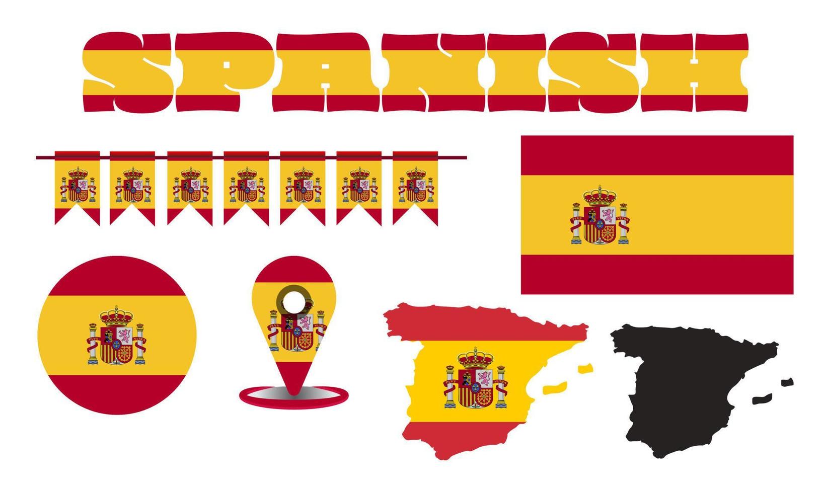 Spanien Karta, Spanien flagga, vektor illustration