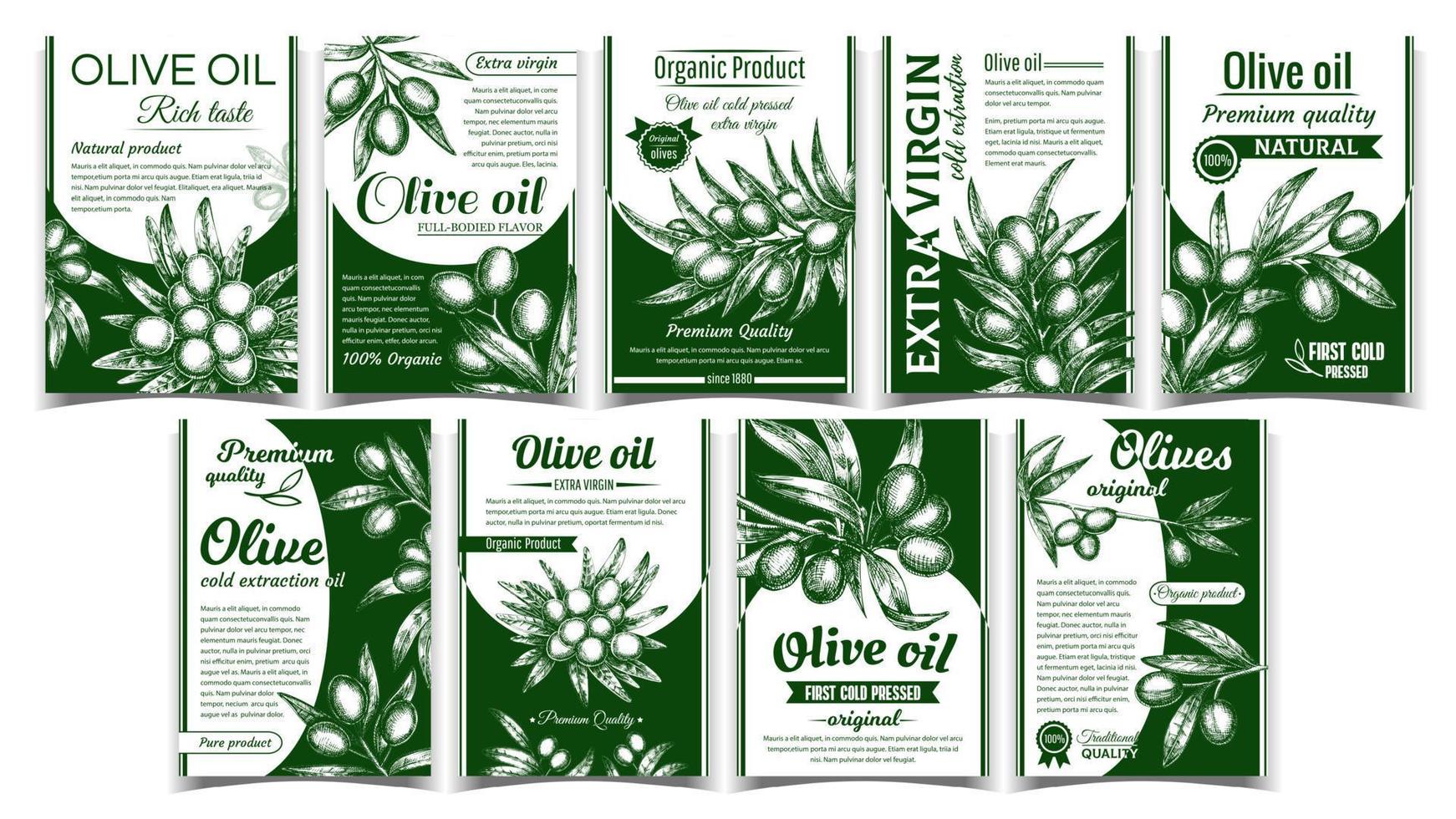 oliver original- organisk produkt affisch uppsättning vektor
