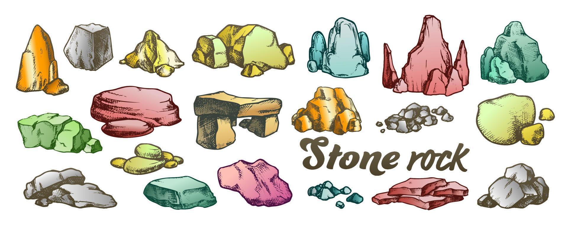 sten sten grus samling Färg uppsättning vektor