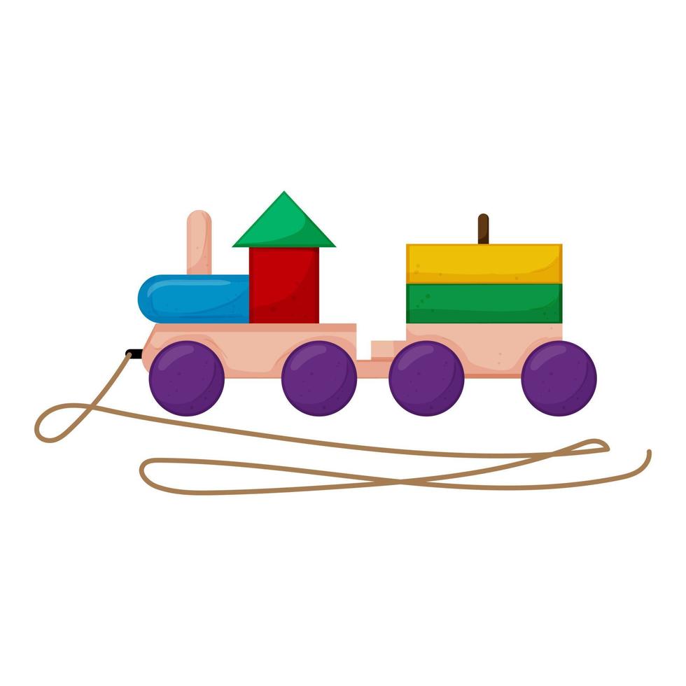 Zug Baby Spielzeug aus Holz Farbe Symbol Vektor Illustration