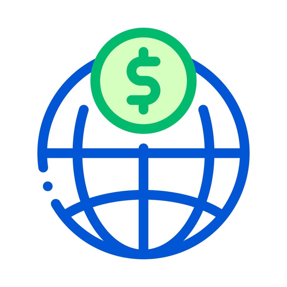World Payment Coin Transfer Vektor dünne Linie Symbol